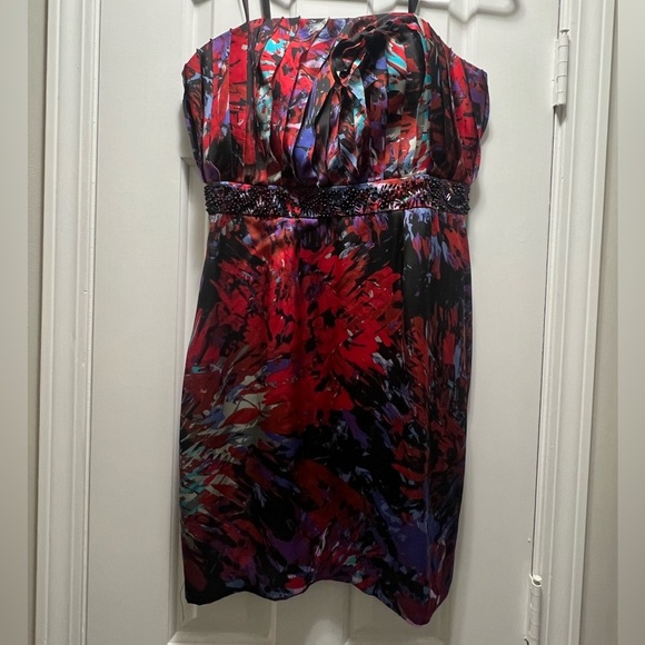 BCBG Generation Empire Pleated Beaded Strapless Mini Cocktail Dress Size 10 NWT - Picture 2 of 8